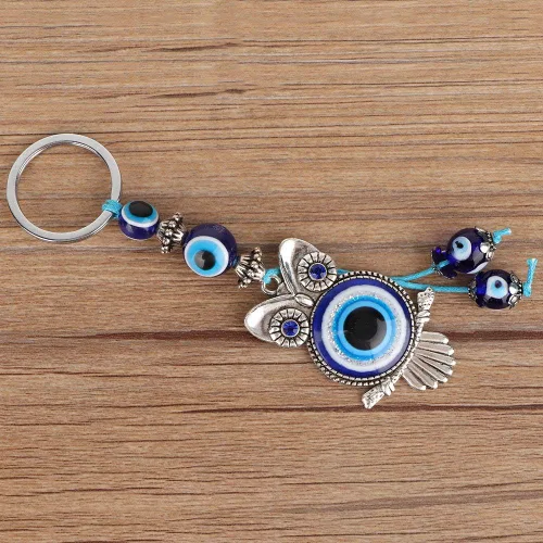 Vista 3 de Llavero de mal de ojo, dije azul de protección turca, soporte para llaves de buena suerte, lindo adorno colgante de automóvil, decoración del hogar