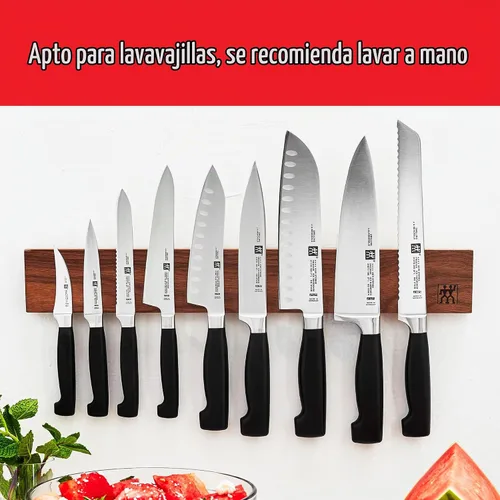 Vista 9 de ZWILLING Four Star 7-inch Hollow Edge Santoku Knife Negro/ acero inoxidable