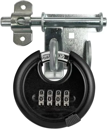 Vista 7 de WULALACK Cerradura de combinación resistente a la intemperie de 2.756 in, combinación de candado de disco con 4 dígitos, candado de almohadilla