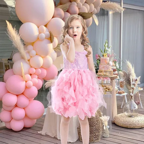 Vista 8 de Vestido tutú para niñas, vestido de tul con lentejuelas, vestido de princesa para niñas pequeñas, disfraz de fiesta de cumpleaños brillante