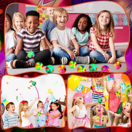 Vista 4 de Wettarn Paquete de 24 bolas de punta iluminadas para niños de 2.6 pulgadas con luces LED, bolas hinchables a granel, bolas sensoriales intermitentes