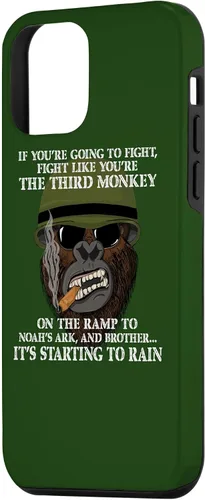 Vista 2 de iPhone 12 mini Fight Like the Third Monkey - Funda divertida de boxeo y meme MMA