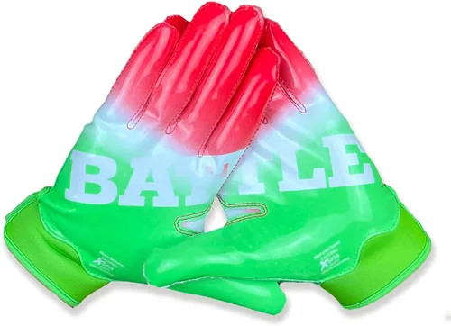 Vista 12 de Battle Sports - Guantes de fútbol americano para receptor abierto con dorso de mano, ultraadherentes y con agarre, antideslizantes, para adultos