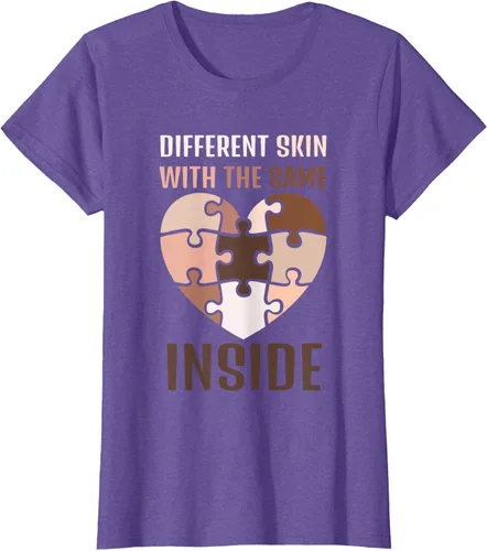 Vista 20 de Camiseta con texto en inglés "Black History Month Different Skin With The Same Love Inside