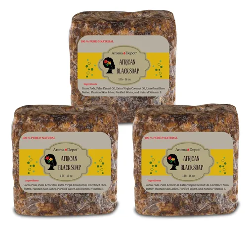 Vista 12 de Aroma Depot Jabón negro africano crudo 4oz jabón natural 100% crudo para acné, eczema, psoriasis, eliminación de cicatrices cara y lavado corporal.