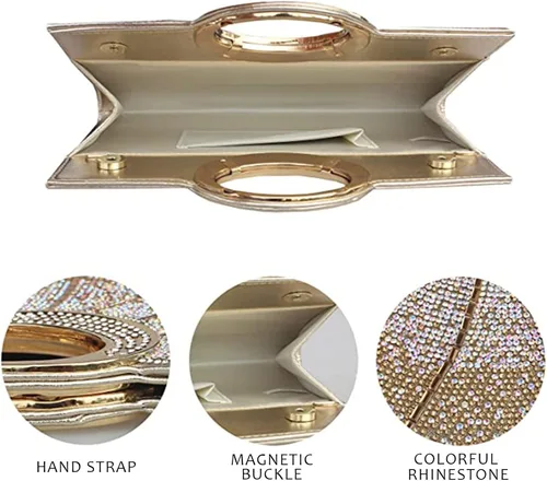 Vista 6 de GESU Bolsos de mano para mujer con diamantes de imitación para boda fiesta cóctel bolsos