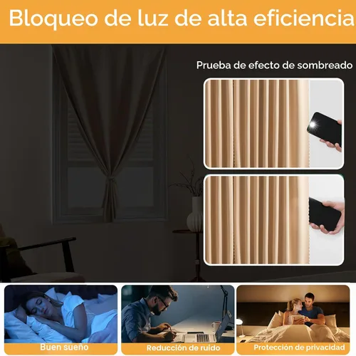 Vista 3 de Cortinas autoadhesivas, sin taladrar, sin varilla, cortinas opacas fáciles de instalar para persianas de ventana, dormitorio