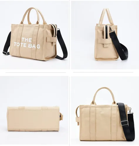 Vista 3 de NEGBIU The Tote Bag para mujer, bolsa de lona con cremallera, hombro estético, cruzado, bolso para el trabajo, la escuela