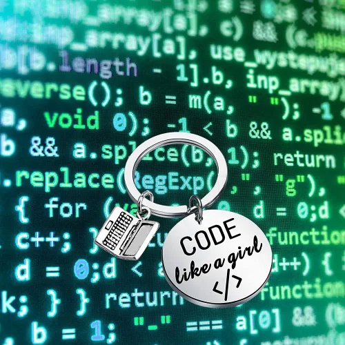 Vista 5 de TIIMG Code Like A Girl Llavero Coder Mujer Coder Llavero Coder Regalo Programador Regalo Joyería CSS Regalo