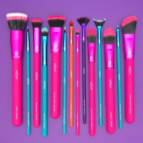 Vista 2 de MODA Ultimate Originals Kit – Juego completo de brochas de maquillaje para rostro y ojos con sintético vegano suave