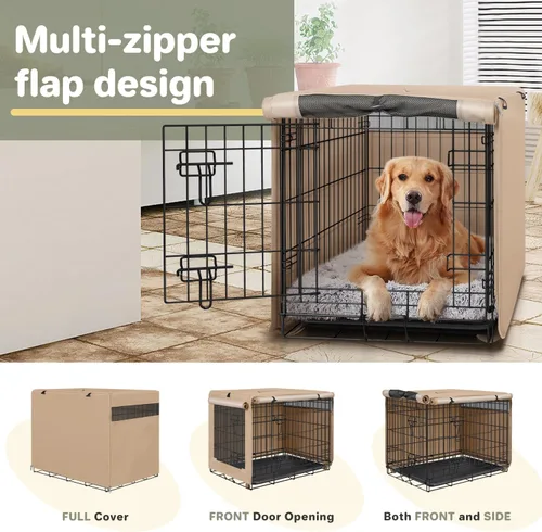 Vista 6 de Seiyierr Funda para jaula de perro – Funda para perrera para jaula de perro de 24 pulgadas, cubierta de poliéster de doble puerta para jaula