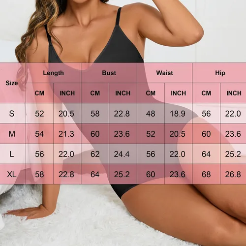 Vista 5 de HOMETA Body para mujer, sin costuras, con control de abdomen, cuello en V, sin mangas, camiseta sin mangas
