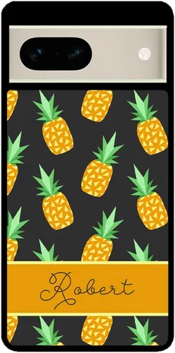 Vista 2 de Funda de goma negra personalizada con fruta de piña compatible con Google Pixel 10, 10 Pro, 10 Pro XL, 9a, 9 Pro, Pixel 9, Pixel 9 Pro XL, 8a, 8