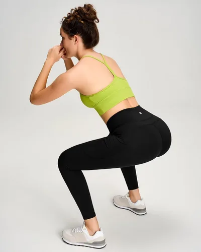 Vista 4 de QUEENIEKE Leggings cruzados para mujer, cintura alta, suaves, con control de abdomen, pantalones de yoga con bolsillos