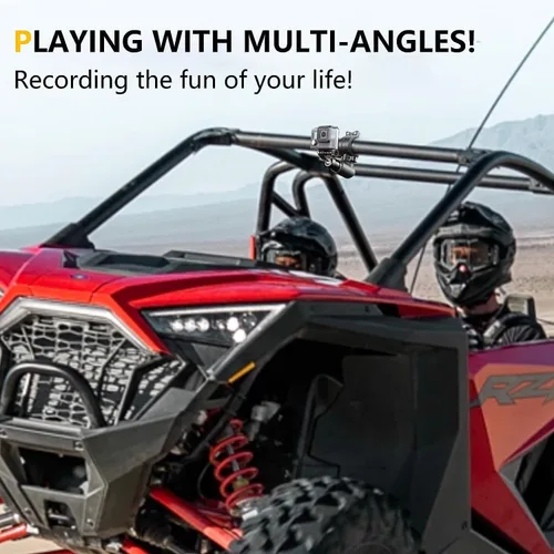 Vista 2 de Soporte para cámara UTV ATV compatible con GoPro, soporte de cámara de montaje en barra enrollable de 1.75"-2" compatible con GoPro Hero 9 8 7 6 5