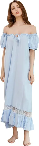 Vista 2 de Sharebeauty Camisón de Noche Super Suave Estilo Vintage Palacio Victoriano de Modal Viscosa Rayón