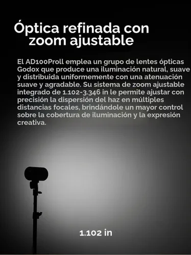 Vista 9 de Godox AD100Pro II 100Ws TTL Pocket Flash, 2.4G Wireless X System