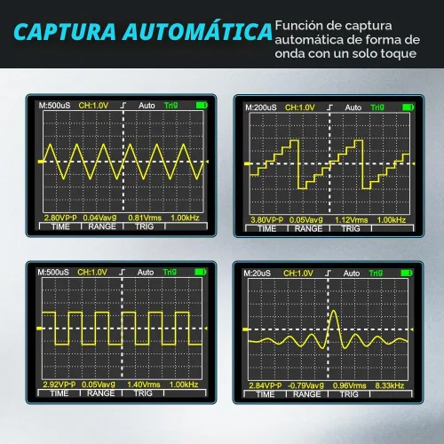 Vista 5 de Multímetro osciloscopio, multímetro digital inteligente 2 en 1, multímetro osciloscopio de mano LED profesional con función de captura automática