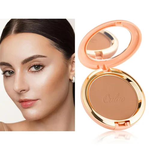 Vista 11 de Oulac Shimmer Bronzer - Maquillaje facial en polvo con espejo, aspecto bronceador natural SunKissed, bronceador crema altamente pigmentado, brillo