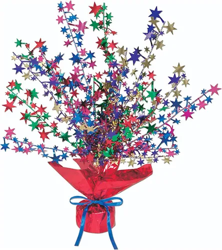 Vista 11 de Beistle Centro de mesa Black Star Gleam N Burst – Decoración de mesa de alambre ajustable con base ponderada en aerosoles de estrellas para premios