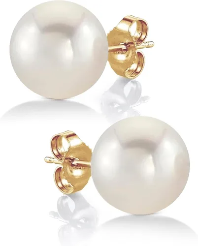 Vista 9 de The Pearl Source Real White Freshwater Pearl Stud Earrings for Women, AAA Grade Genuine Cultured Freshwater Pearls, Natural Pearl Jewelry, Classic