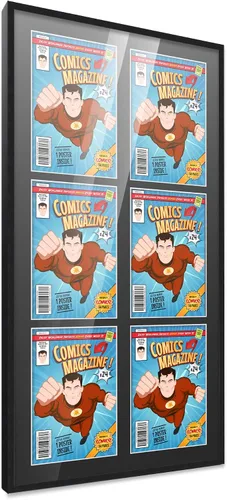 Vista 115 de Poster Palooza Marco de cómic con paspartú para 1 cómic de la Edad de Bronce publicado entre 1970 y 1985, marco de cómic negro para cómic de 7.25 x