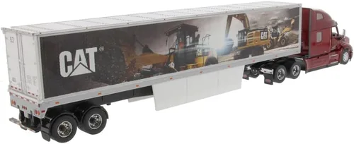 Vista 2 de Diecast Masters Tractor Ultraloft Caterpillar Peterbilt 579 a escala 1:50 con remolque mural CAT Serie de transporte Cat Trucks & Construction