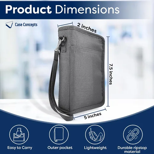 Vista 3 de Estuche de suministros para diabetes - Estuche de almacenamiento portátil y organizador medidor de glucosa, insulina y accesorios - Compacto, Gris