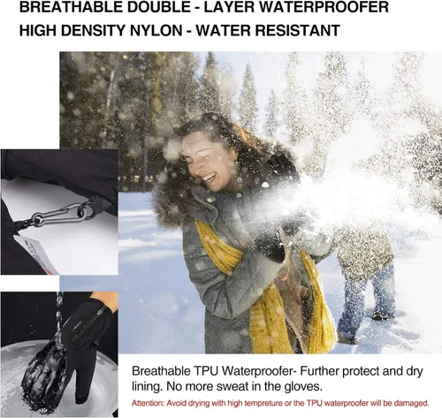 Vista 4 de Balhvit -10℉ Waterproof Winter Gloves for Men & Women, 5-Layer Ski & Snow Gloves for Cold Weather, Breathable Warm Gloves with Touch Screen Fingers