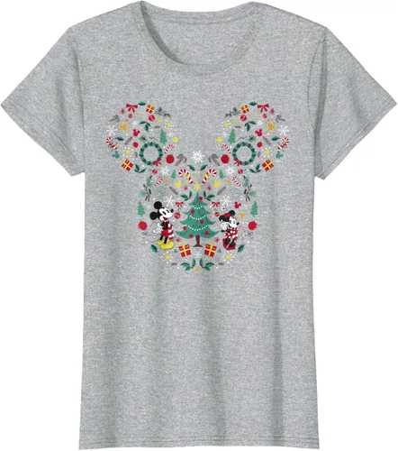 Vista 23 de Disney Mickey y Minnie Mashup Navideño Camiseta de Manga Corta Negro