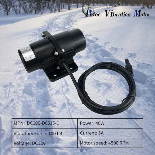 Vista 2 de Vibrador de cepillo de 100 libras para arena salina y mezclador concreto DC 12V 4500RPM fuerza de vibración 100lbs