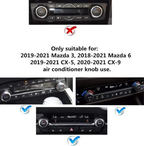 Vista 3 de Accesorios de interior brillantes Compatibles con Mazda 2019 2020 2021 2022 2023 2024 2025 Mazda3 Mazda6 Manopilla de aire acondicionado con adorno
