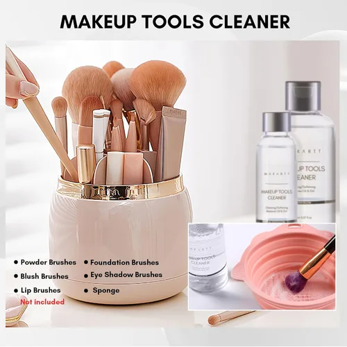 Vista 4 de Makartt Limpiador de brochas de maquillaje: solución de limpieza profunda para cepillos de uñas, esponjas y soplos de polvo, fórmula hipoalergénica