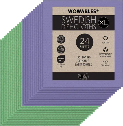 Vista 13 de Paños de cocina suecos para cocina XL, rollo de 30 hojas, biodegradables y compostables, paños de limpieza de toallas de papel reutilizables, 11 x