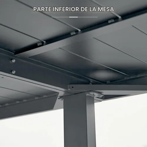 Vista 7 de PURPLE LEAF Mesa de comedor al aire libre de 121" X 37" con tablero de listones Mesa grande de aluminio rectangular para patio, mesa de comedor