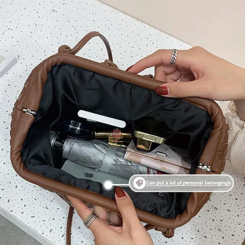 Vista 4 de NAARIIAN Bolsa de dumpling, bolso de mano para mujer, bolso de hombro para mujer, bolso de mano de diseñador de nube, bolso tejido de piel sintética