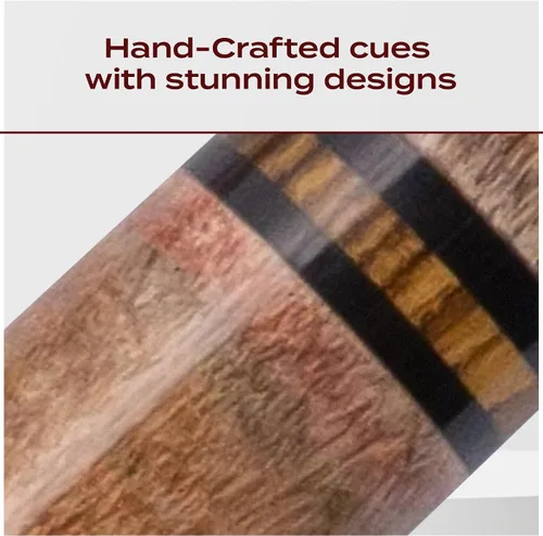 Vista 2 de Meucci Taco de billar – Madera natural con tinte de arco iris – Taco de billar con antebrazo de arce, mango de madera maciza, puntas de taco de alto