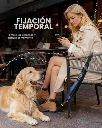 Vista 6 de Correa cruzada reforzada para perro, correa de nailon ajustable de 4 a 6 pies con asas acolchadas dobles, clip giratorio de 360° para perros