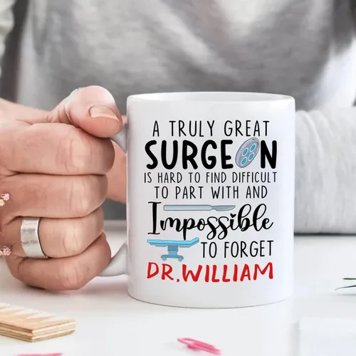 Vista 5 de Taza de café con nombre personalizada para hombres, mujeres, cirujano médico, taza de café blanca personalizada para cirujano ortopédico, taza