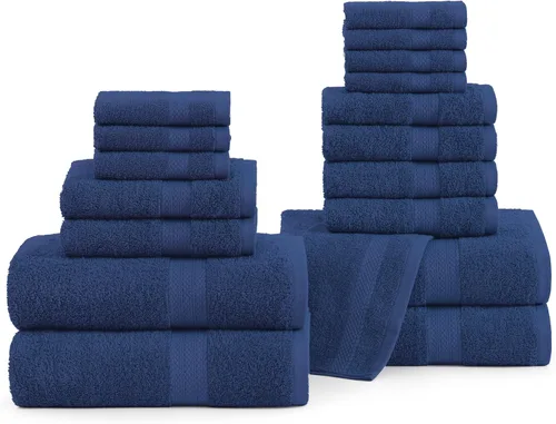 Vista 13 de Lane Linen Juego de toallas de baño de 100% algodón - Producido de manera sostenible, 18 piezas para el baño - 6 toallas de mano, 8 toallitas, 4