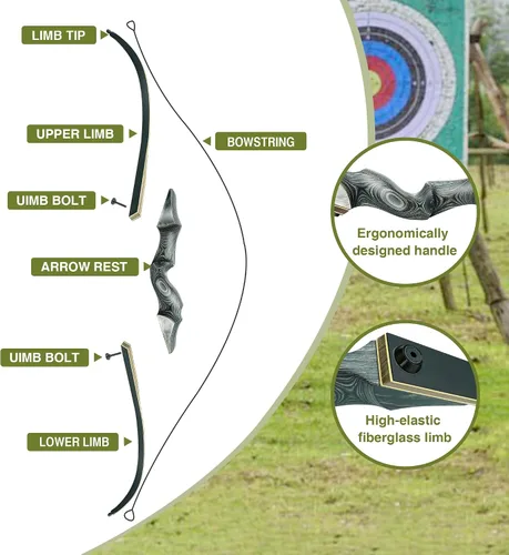 Vista 5 de Black Hunter Takedown - Arco recurvo de 35 libras y Black Hunter Original Takedown Recurve Bow de repuesto de 50 libras, mano derecha