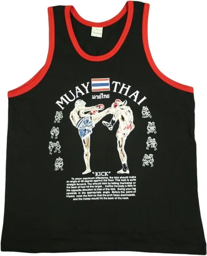 Vista 4 de Camiseta sin mangas para hombre, chaleco para gimnasio, Muay Thai, camiseta de algodón 100% fabricada en Tailandia