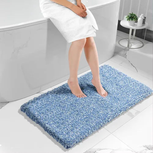 Vista 19 de Yimobra Alfombras de baño en negro y blanco antideslizantes lavables, tapetes de baño ultra suaves y absorbentes de agua, alfombra de ducha suave