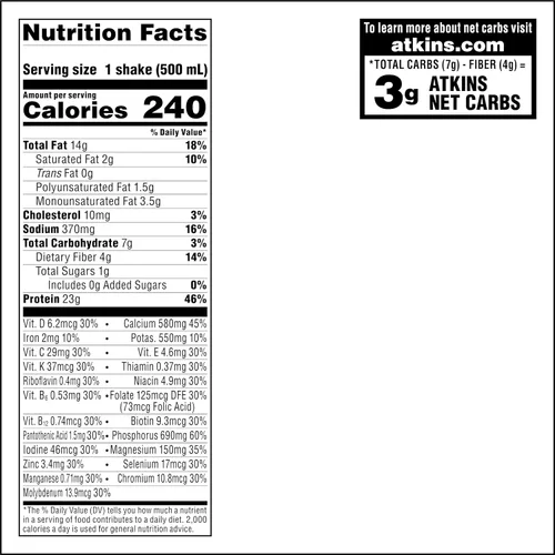 Vista 2 de Atkins Batido de proteína tamaño comida con crema de vainilla, 23 g de proteína, bajo en glucemia, 3 g de carbohidratos, 1 g de azúcar, amigable