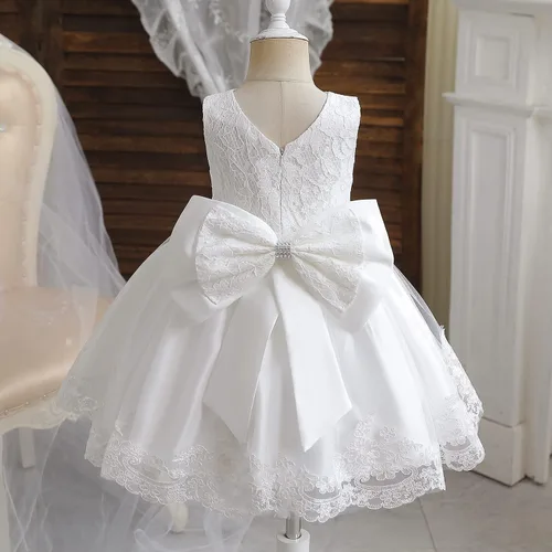 Vista 2 de NNJXD - Vestido de princesa de tul con flores, para usar en bodas, para niñas pequeñas y bebés