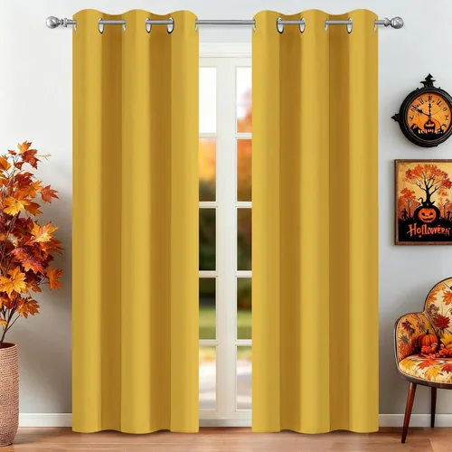Vista 129 de Yakamok Cortinas opacas para dormitorio, aislamiento térmico, cortinas de oscurecimiento de habitación para sala de estar, juego de 2 paneles