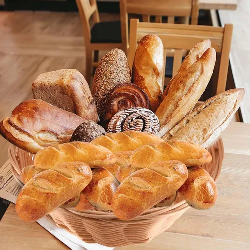 Vista 7 de PINGEUI 16 cestas de pan a granel, cestas redondas de plástico de 7 pulgadas, cestas tejidas pequeñas marrones para alimentos, frutas, verduras