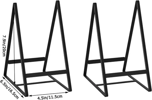 Vista 8 de Paquete de 2 soportes triangulares para platos grandes, verticales, estantes de secado de platos, organizadores de platos de metal, soportes
