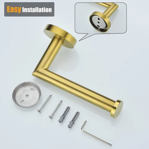 Vista 8 de Soporte de papel higiénico para baño, soporte de pared dorado cepillado SUS304, acero inoxidable, 96018-6BG.