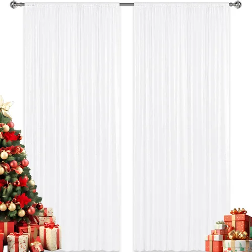 Vista 55 de 2 paneles de cortinas de fondo de lentejuelas verdes de 8 pies, cortinas de fondo de fotografía con purpurina para decoración de Navidad, boda